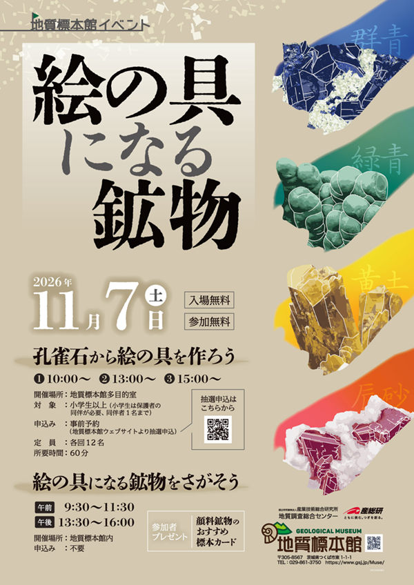 地質標本館　イベント「絵の具になる鉱物」