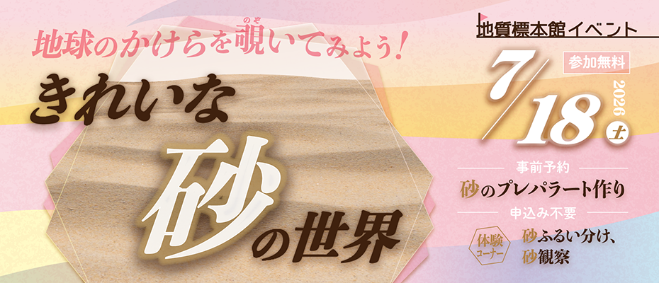 地質標本館イベント「地球のかけらを覗いてみよう！きれいな砂の世界」