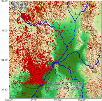 京都周辺の最近の震源分布