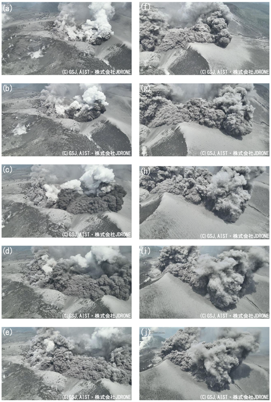 ドローンで観察した7月6日13時57分頃の爆発的噴火の様子(山頂火口南縁上空より